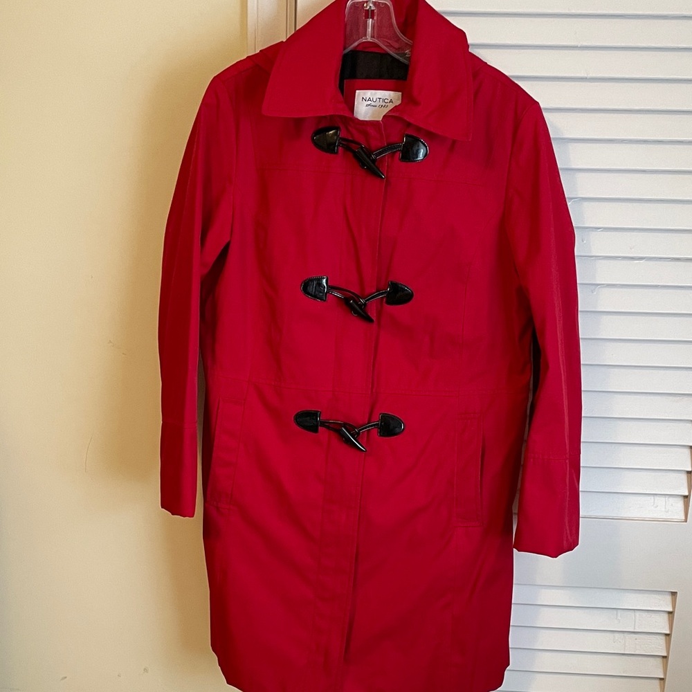 Nautica Women's Vibrant Red Trench Coat